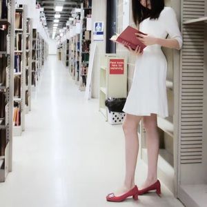 prada red suede pump